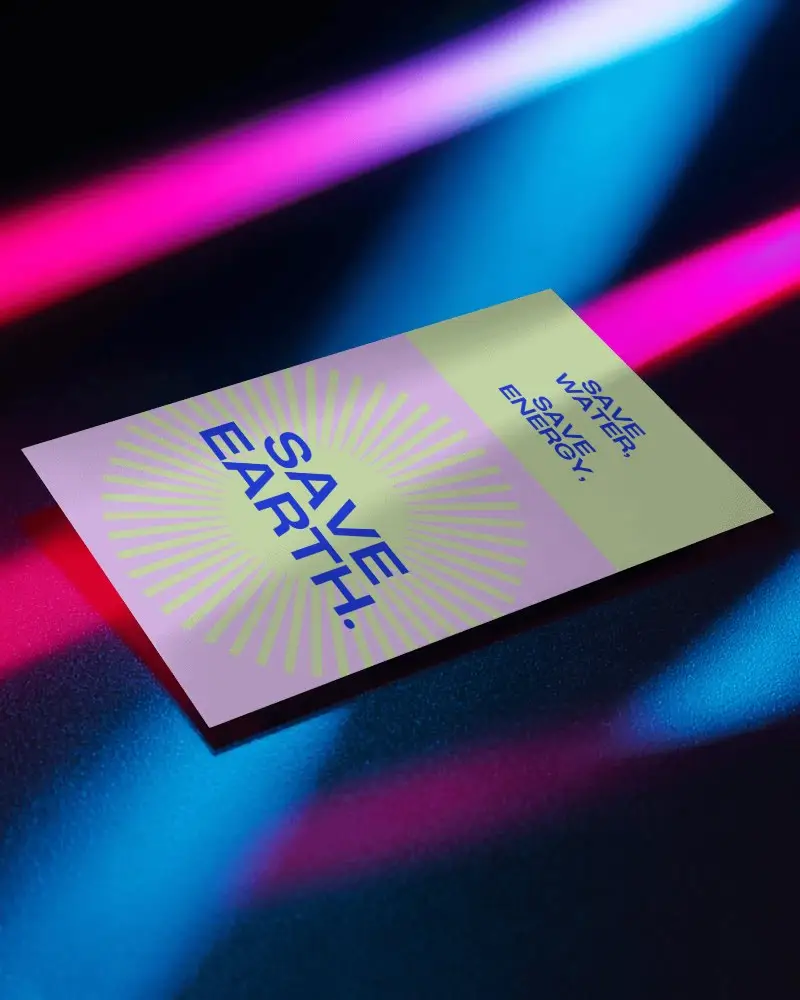 Modern Flyer Mockup With Neon Light Effects And Realistic Shadow For Promotional Use