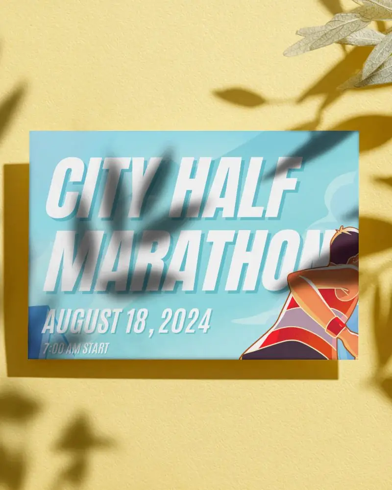 Elegant Minimalist Floral Shadow Flyer Mockup With Texture Background Design