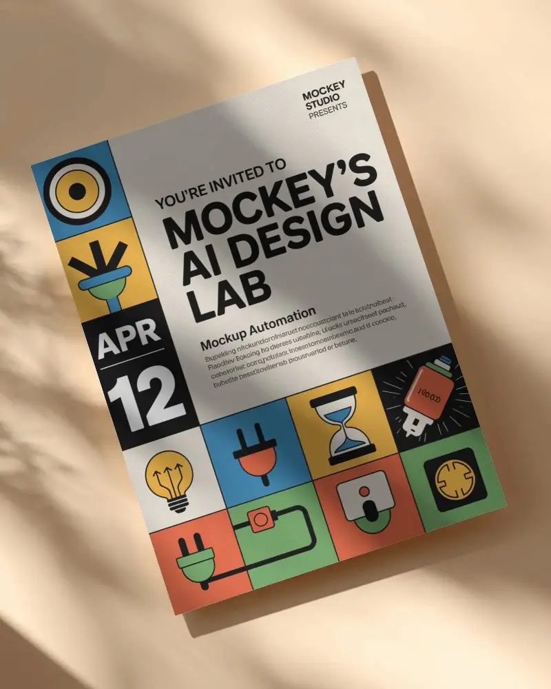 High Quality Minimalistic Flyer Mockup With Natural Shadow Effects For Modern Design Presentations