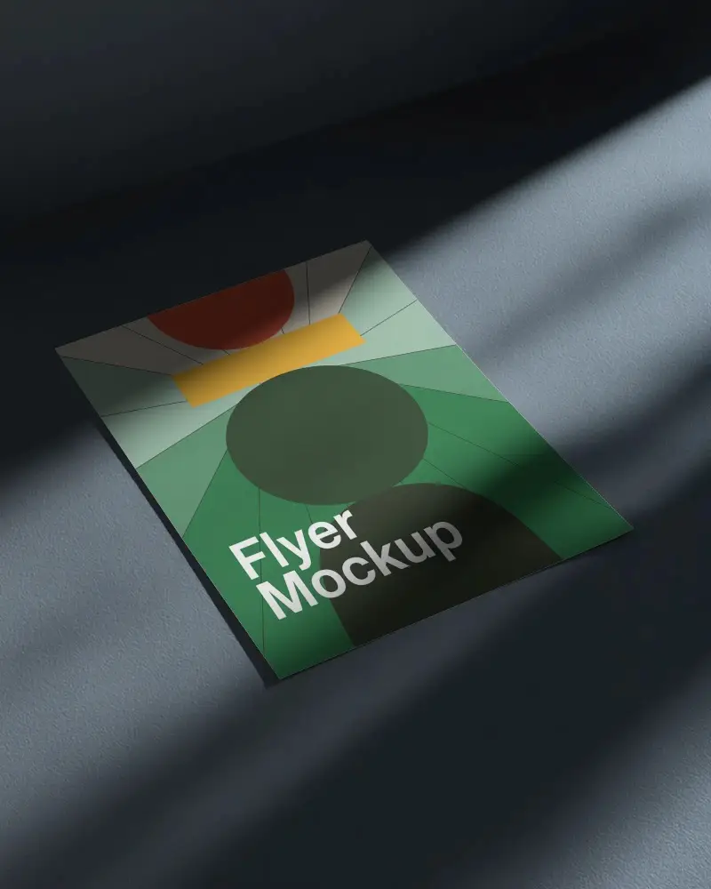 Minimalistic Dark Flyer Mockup With Shadowed Texture For Modern Promotional Display