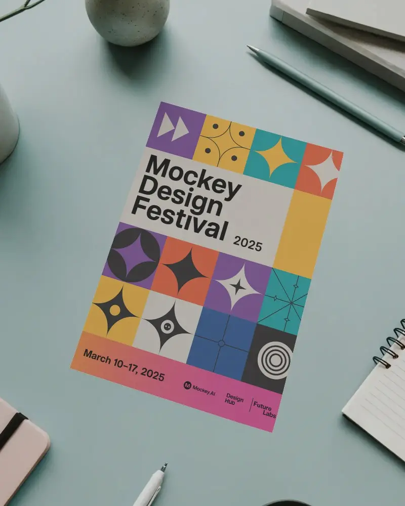 Minimalist Flyer Mockup With Clean Office Desk Arrangement For Professional Presentation