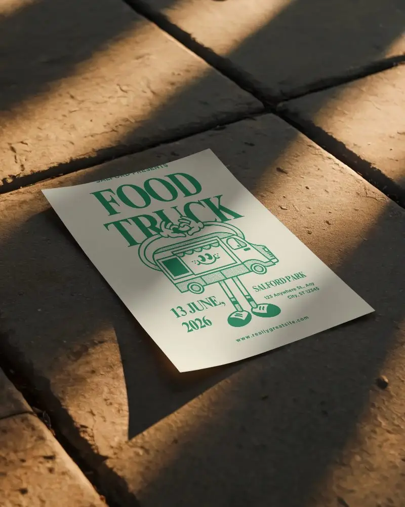 Modern Flyer Mockup On Textured Ground With Dramatic Light And Shadow Effects For Presentation