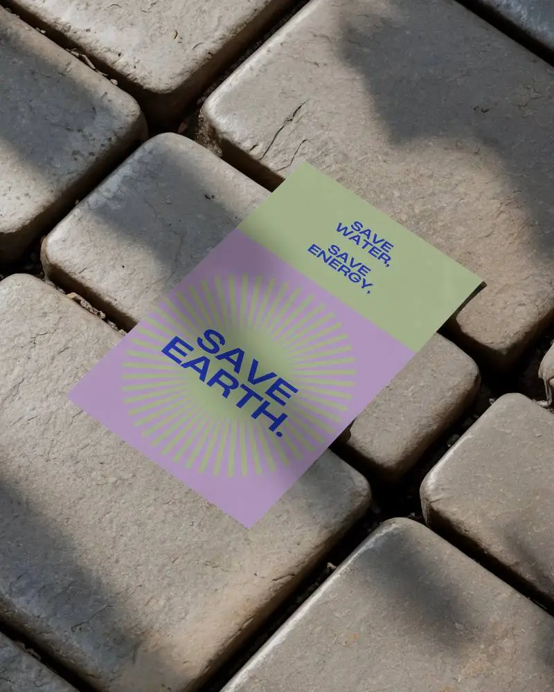 Minimalist Flyer Mockup On Rough Textured Pavement Background Outdoor Setting