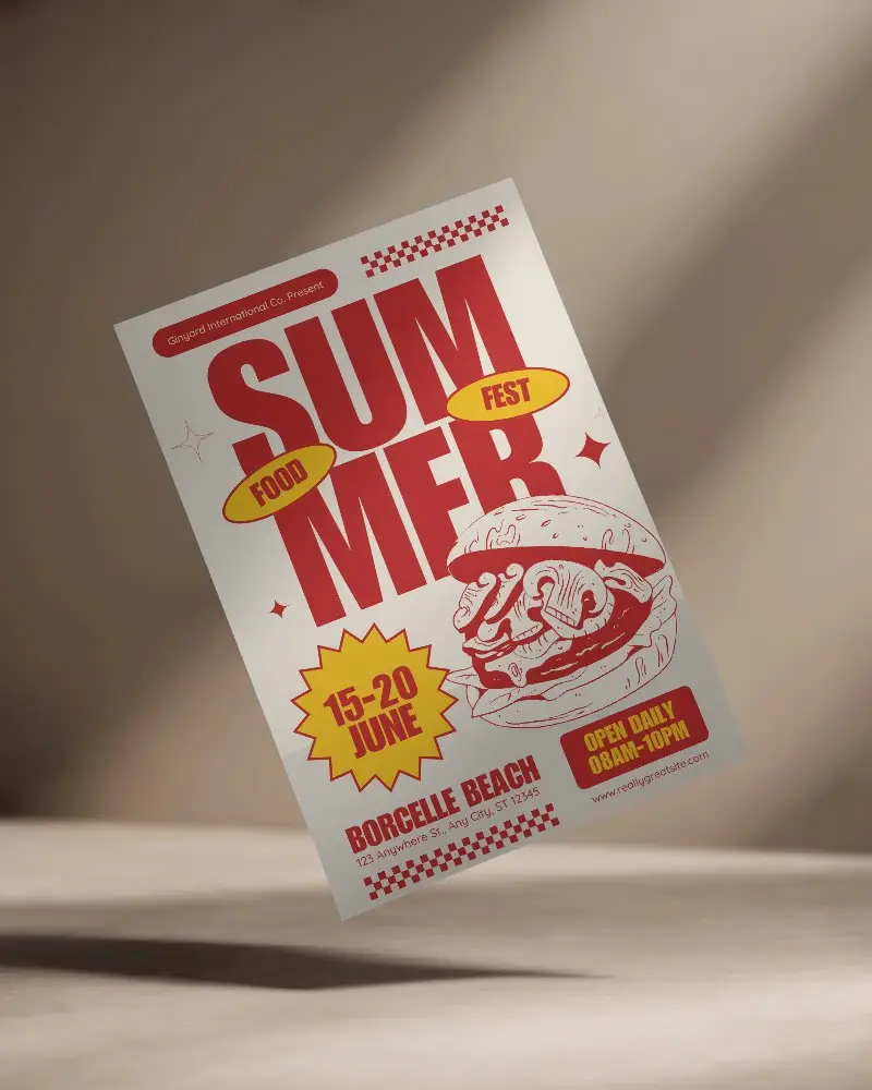 Sleek Floating Flyer Mockup With Minimalist Shadows For Clean Modern Design Presentation