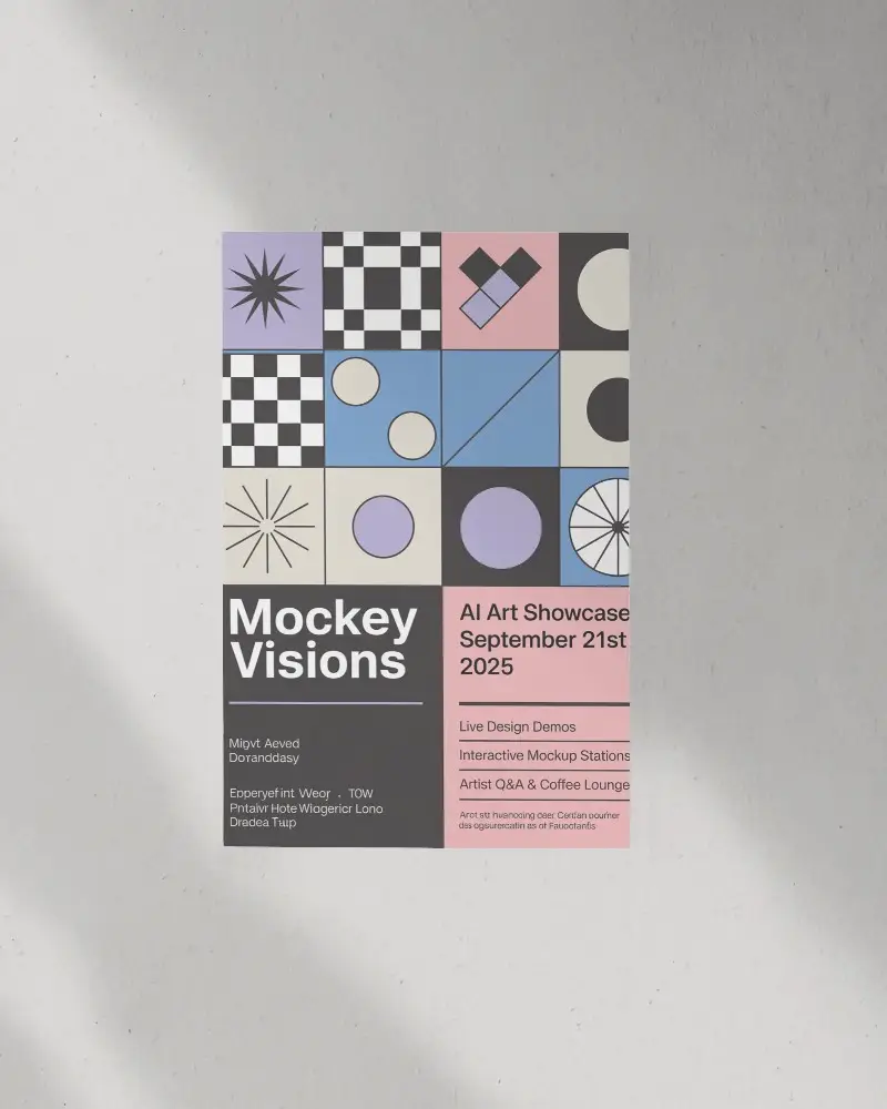 Clean Flyer Mockup On Wall Background With Subtle Light And Texture Ideal For Brand Showcase