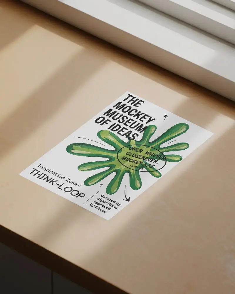 Blank Flyer Mockup On Wooden Table With Natural Light For Design Presentation