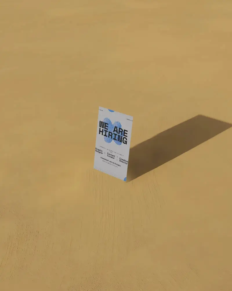 Minimalist Vertical Flyer Mockup Displaying Shadow On Textured Wood Surface