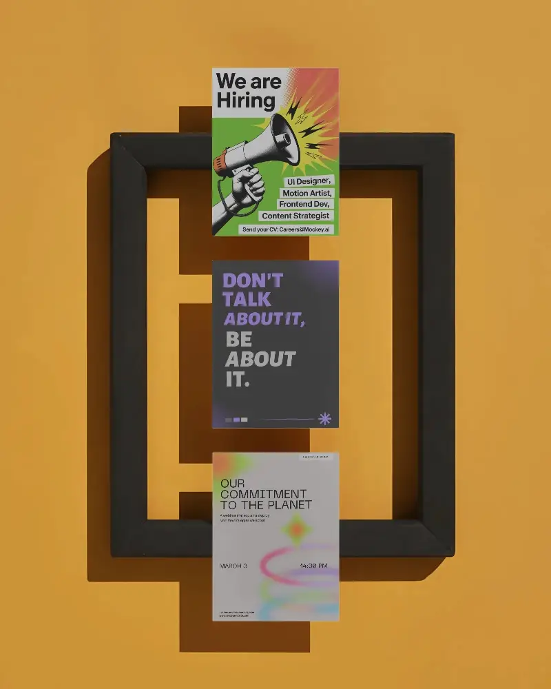 Vertical Flyer Mockup With Rectangular Frame And Shadow On Solid Background