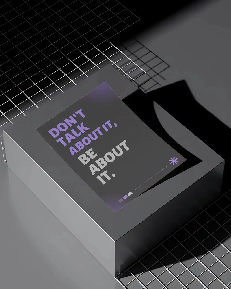 Modern Minimalist Flyer Mockup With Geometric Grid Background For Clean Presentation