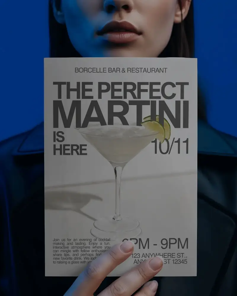 Woman Holding Blank Flyer Mockup Minimalist Promotional Design Template Closeup