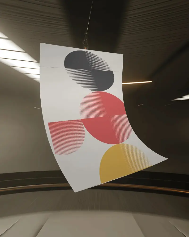 Premium Hanging Flyer Mockup For Showcasing Creative Artwork In Modern Ambient Setting