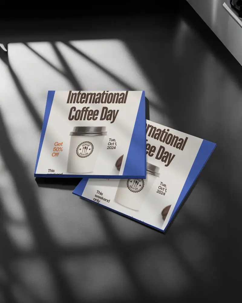 Geometric Shadow Overlay Square Flyer Mockup In Modern Studio Setting 0122