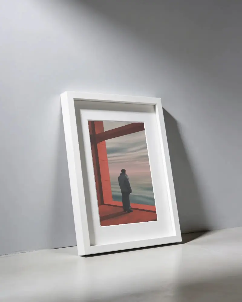 Clean Stylish Frame Mockup For Artwork Or Photograph Against Neutral Wall