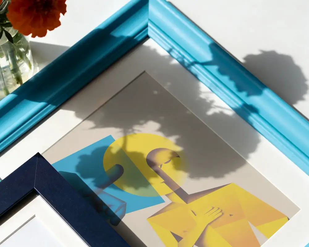 Modern Photo Frame Mockup With Clean Minimalist Edge And Floral Shadow Effect For Design
