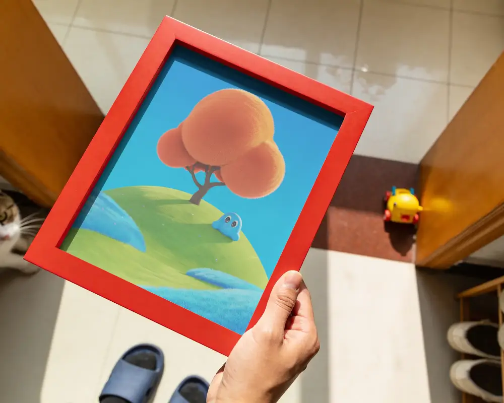 Top Angle Frame Mockup For Personalized Photo Or Art Presentation Indoors