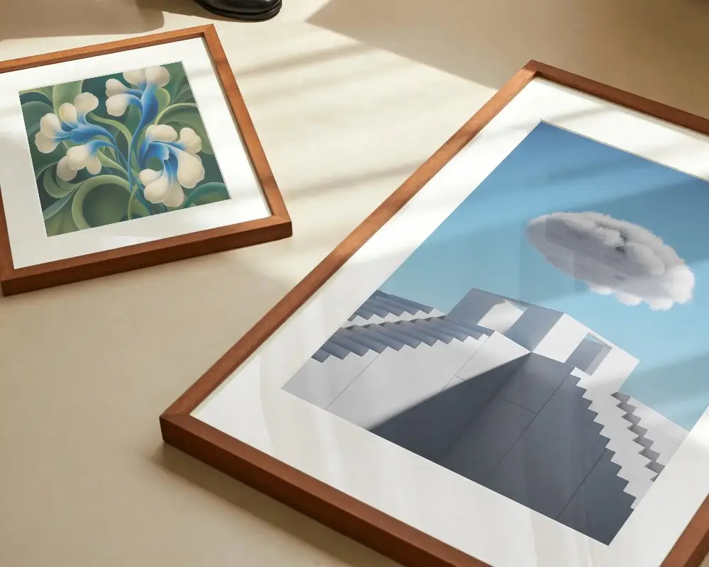 Wood Frame Photo Mockup Square And Portrait Layout For Minimalistic Home Decor Display