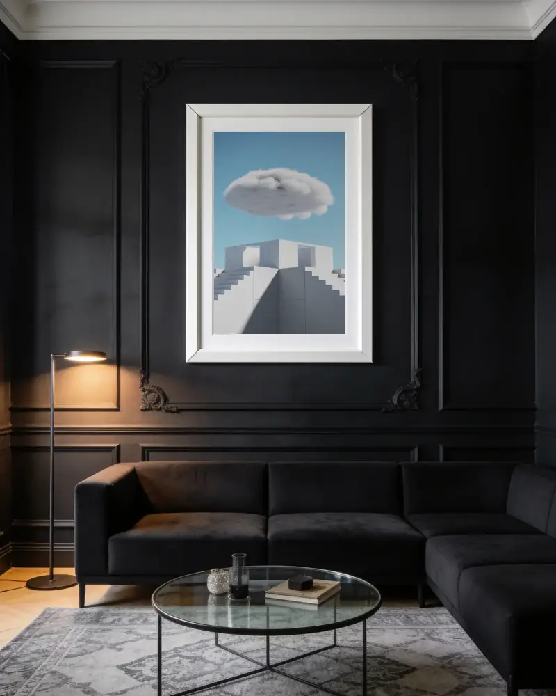 Modern Living Room Large Vertical Frame Mockup Art Home Decor Ideas Minimalist Style