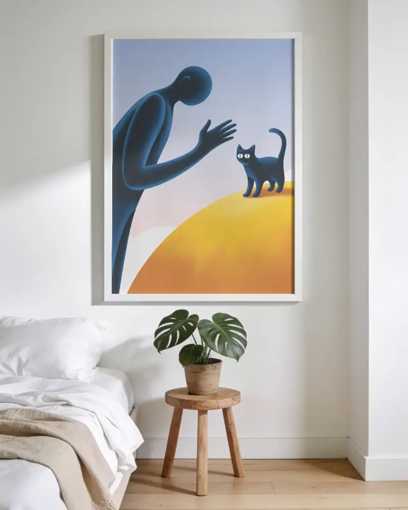 Stylish Home Decor With Oversized Wall Frame Mockup And Greenery In Natural Light Room