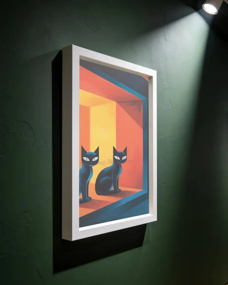 Vertical Wall Frame Mockup For Minimalist Art Display In Modern Room Environment
