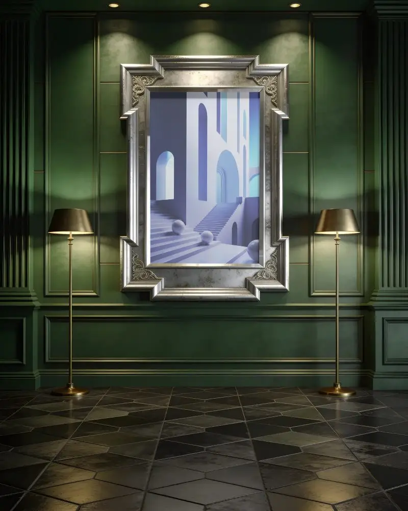 Vintage Luxury Photo Frame Mockup Interior Design Classic Wall Decoration