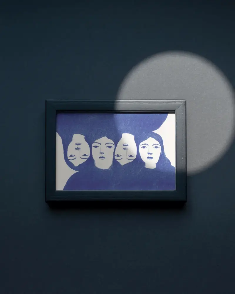 Minimalist Rectangular Frame Mockup With Spotlight Display On Solid Background Design