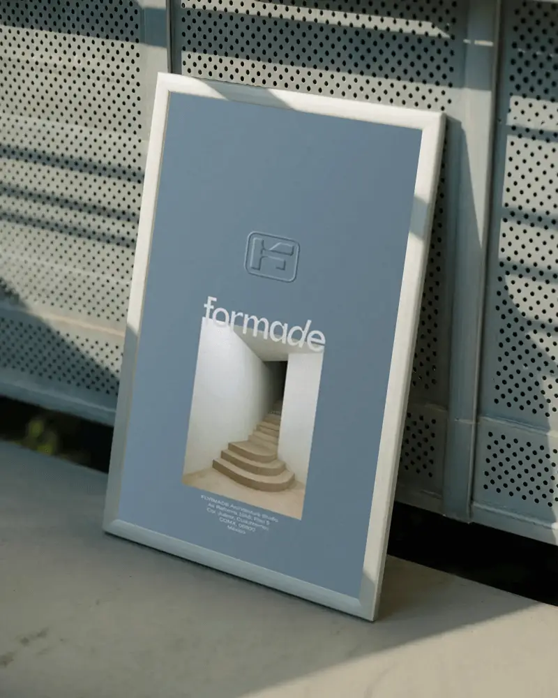 Contemporary Frame Mockup Leaning Against Patterned Surface For Creative Presentation