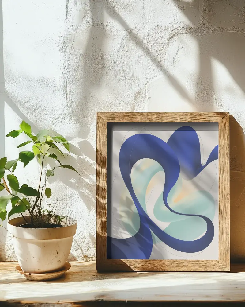 Minimalistic Wood Frame Mockup With Natural Shadows Against Textured Wall Setup 0298