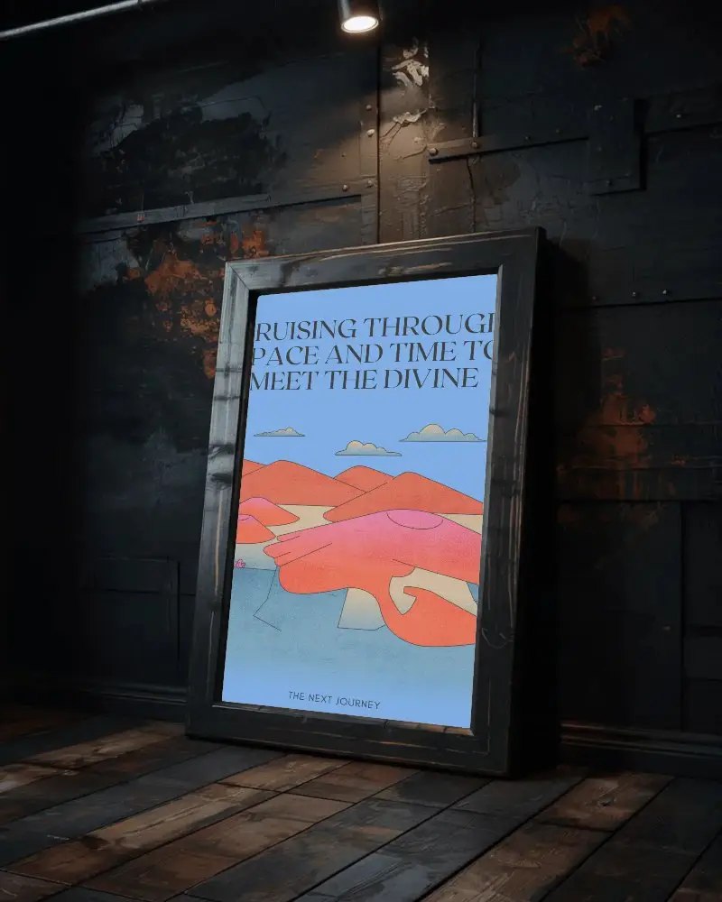 large-wooden-frame-mockup-on-textured-dark-wall-with-spotlight-and-rustic-floor