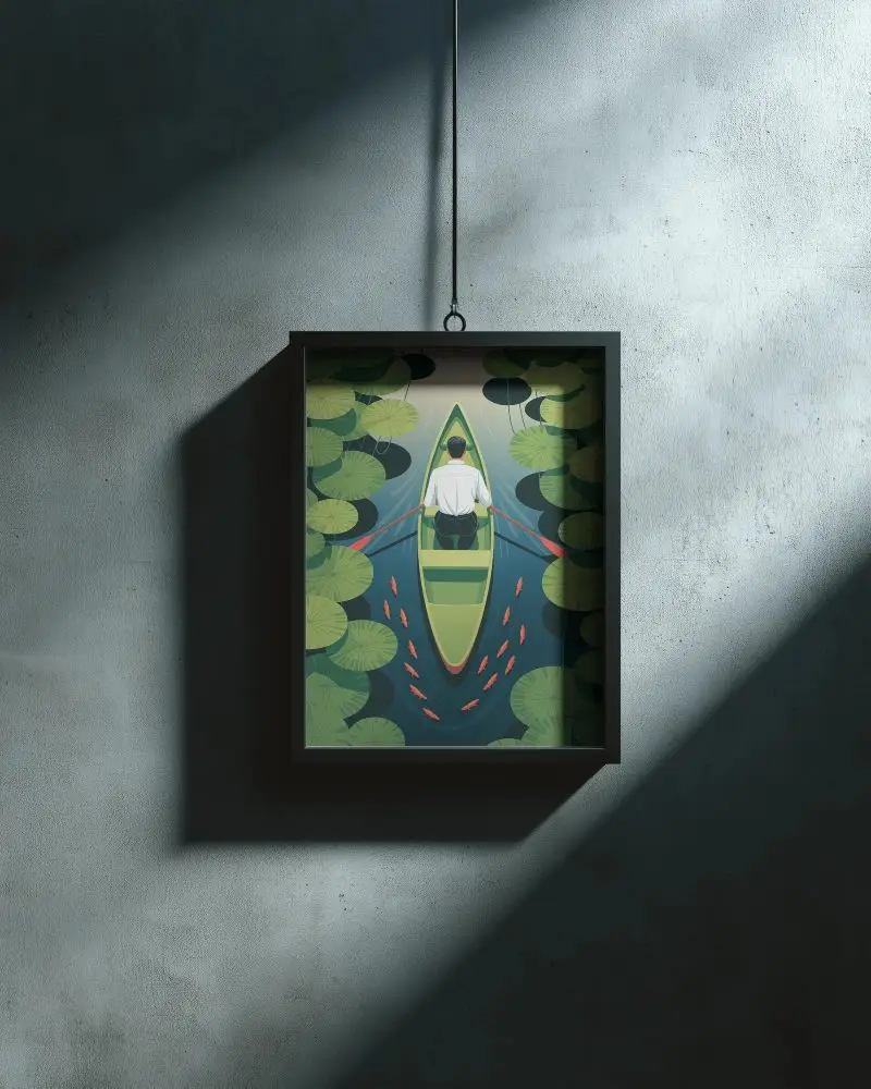 Modern Minimalist Hanging Frame Mockup Wall Display For Artwork Showcasing