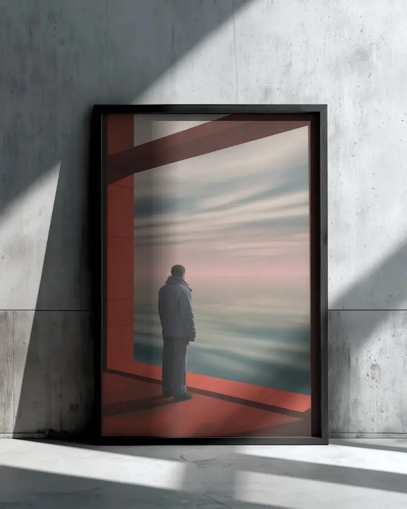 Minimalist Modern Frame Mockup With Realistic Shadow Effects And Concrete Wall Background
