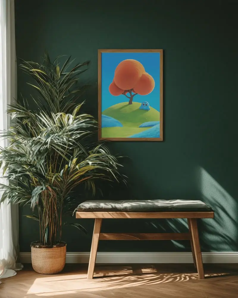 Stylish Wooden Frame Wall Art Mockup In Modern Minimalist Living Room Interior Design