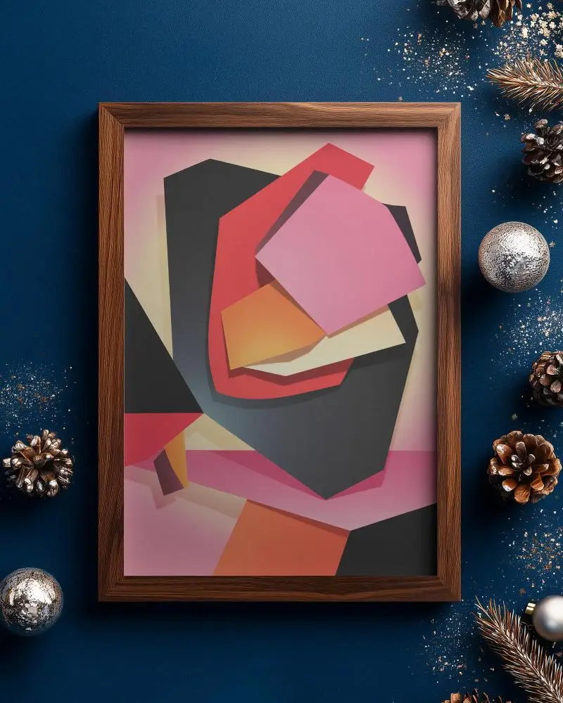 wooden-frame-mockup-on-festive-background-with-pine-cones-and-baubles-for-display