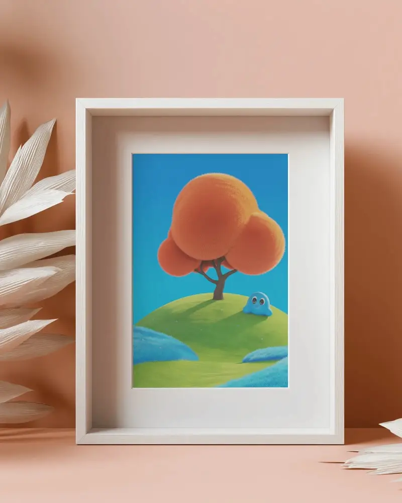 Elegant Minimalist Photo Frame Mockup With Decorative Leaves Background Scene