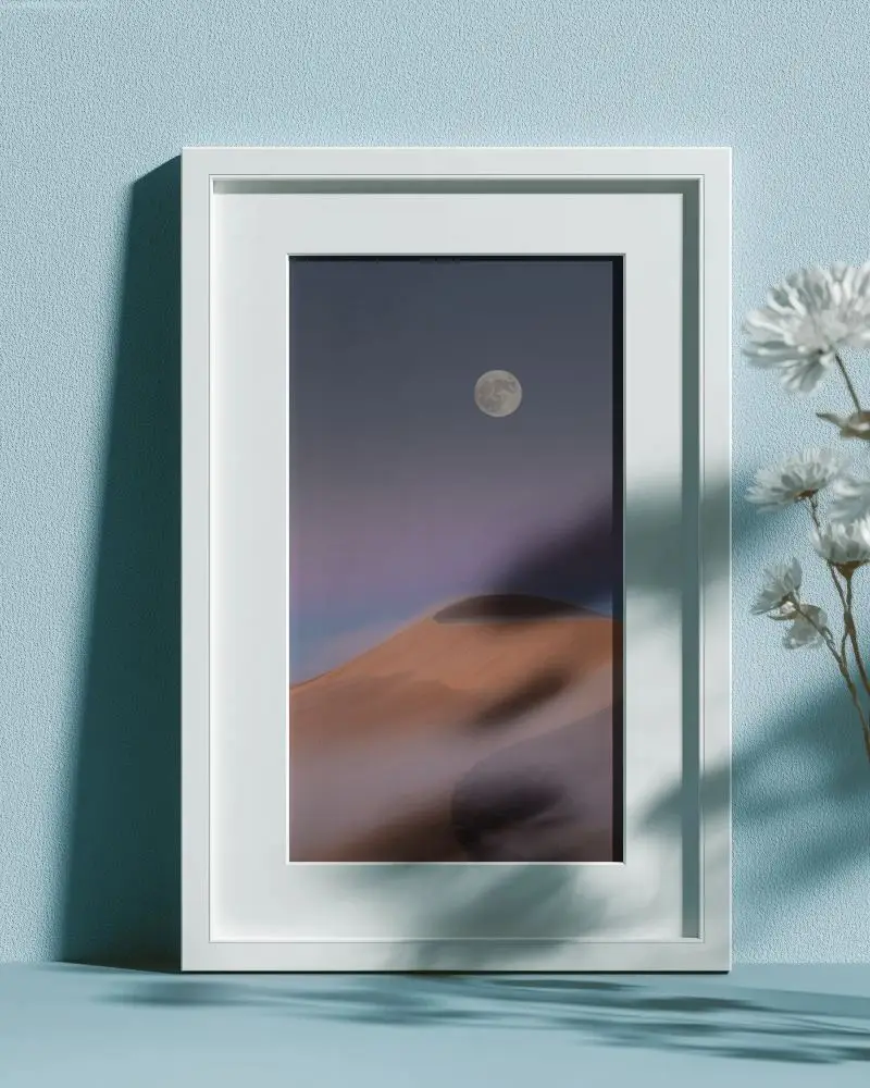 Modern Minimalist Frame Mockup For Art Display On Textured Wall Background With Shadow