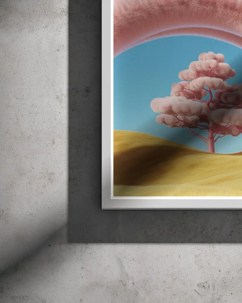 High Resolution Photo Realistic Wall Frame Mockup With Shadow And Texture
