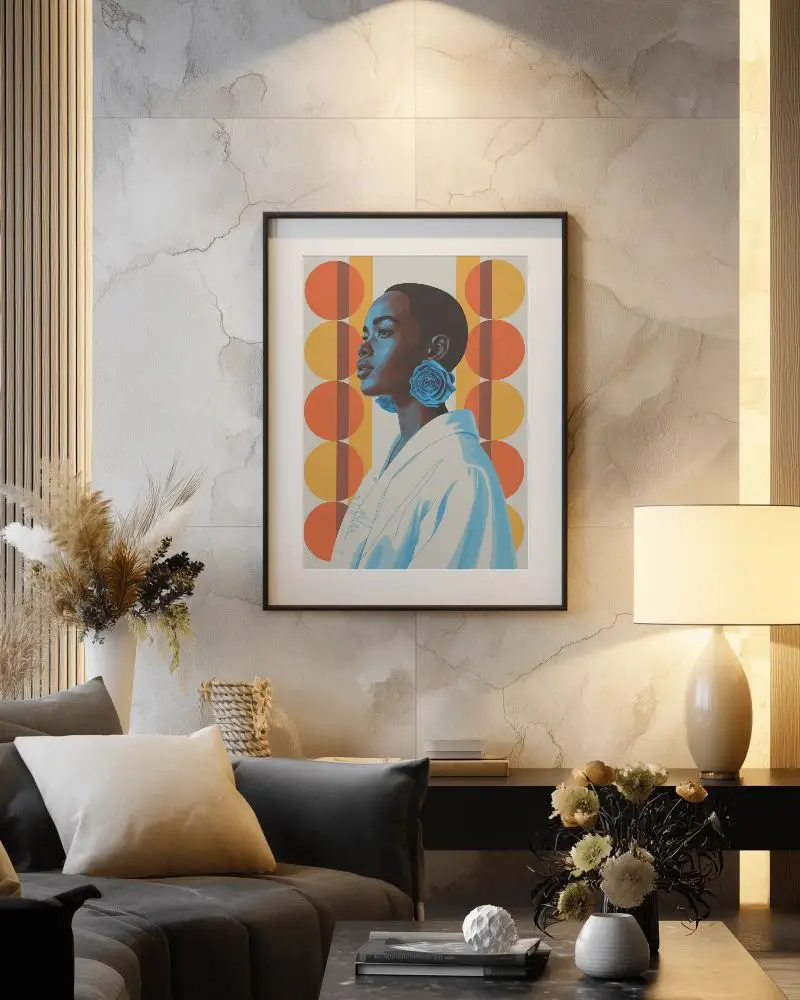Modern Living Room Frame Mockup Minimalist Wall Art Display Interior Design Visual Presentation