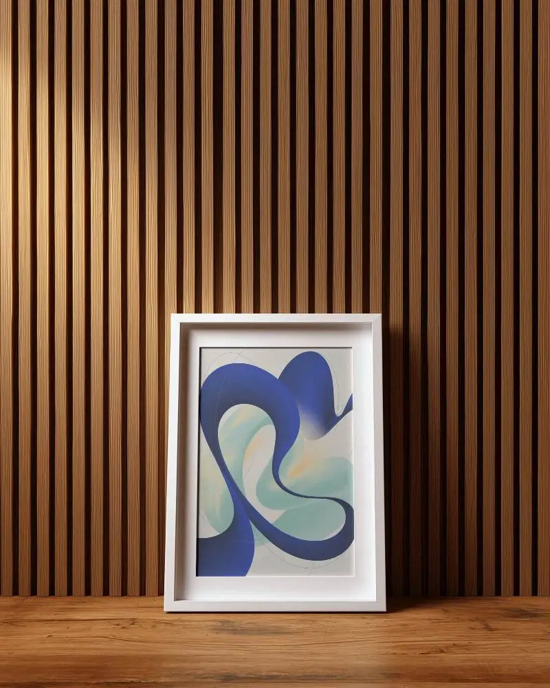 Clean Simple Photo Frame Mockup On Textured Wood Table With Rustic Wall Paneling