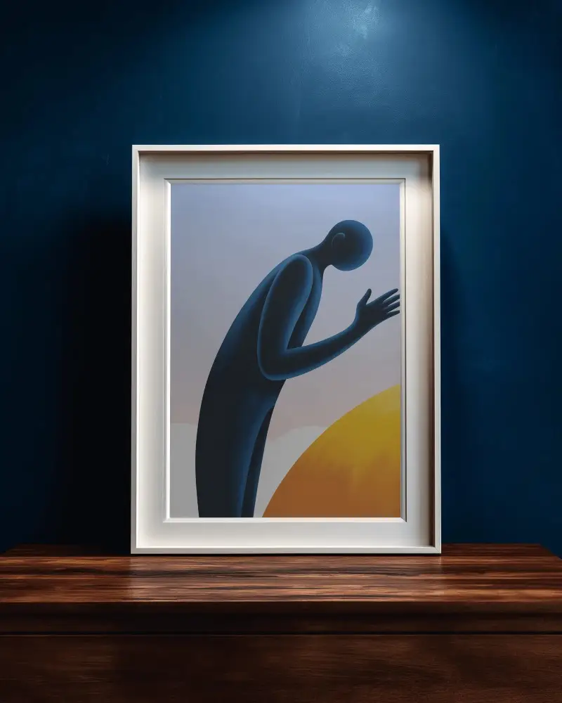 Elegant Detailed Picture Frame Mockup Stand Alone On Wood With Modern Room Interior Setting