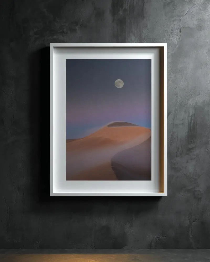 Realistic Shadowed Photo Frame Mockup On Dark Background For Creative Portfolio High Quality Use