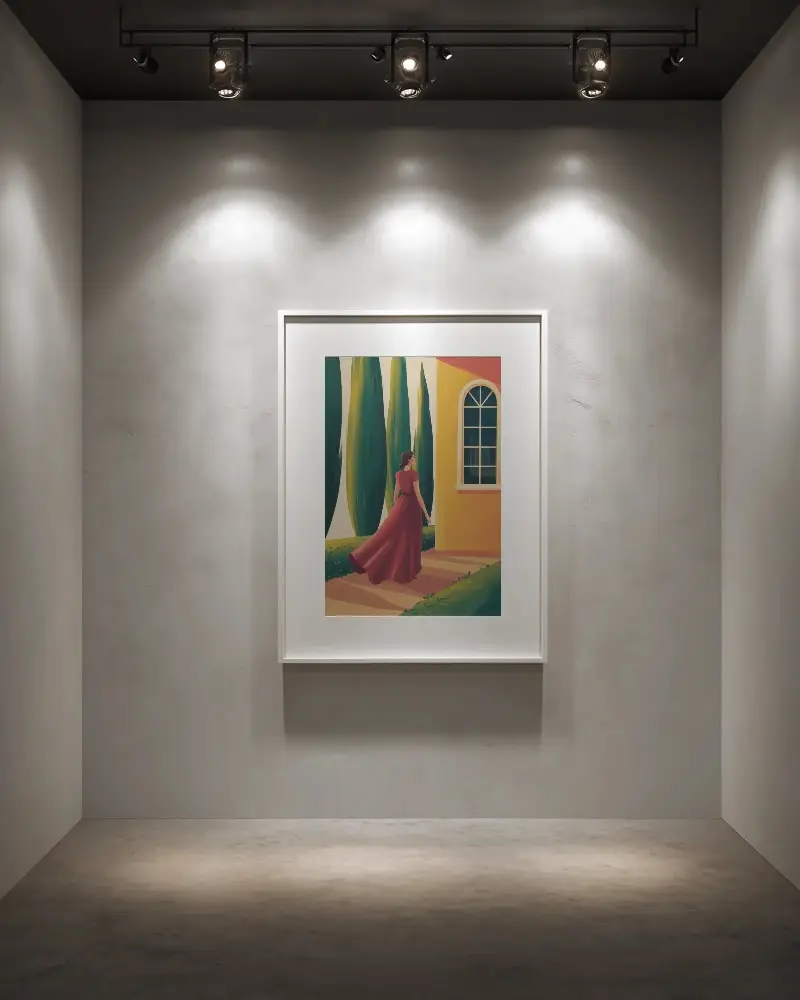 Gallery Wall Frame Mockup For Art Display Minimalist Interior Lighting Showcase Design Space