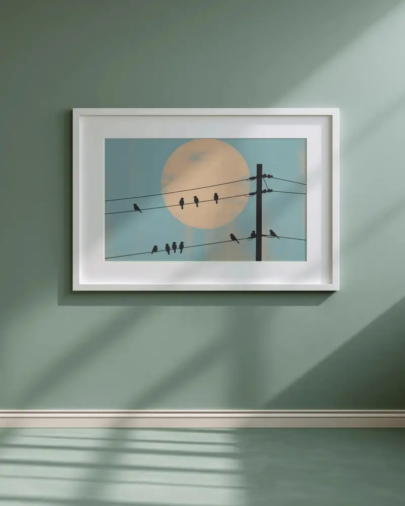 Stylish Simple Frame Mockup For Digital Art Presentation With Natural Light Shadow Effect