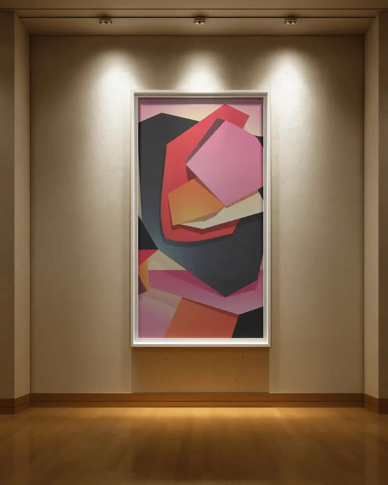 Modern Gallery Wall Frame Mockup With Spotlight Ambient Light For Art Display