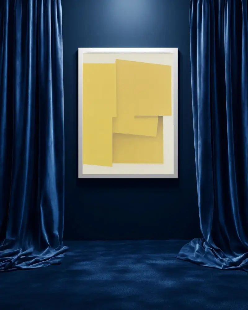 Elegant Minimalist Frame Mockup With Draped Curtains And Soft Lighting For Creative Display