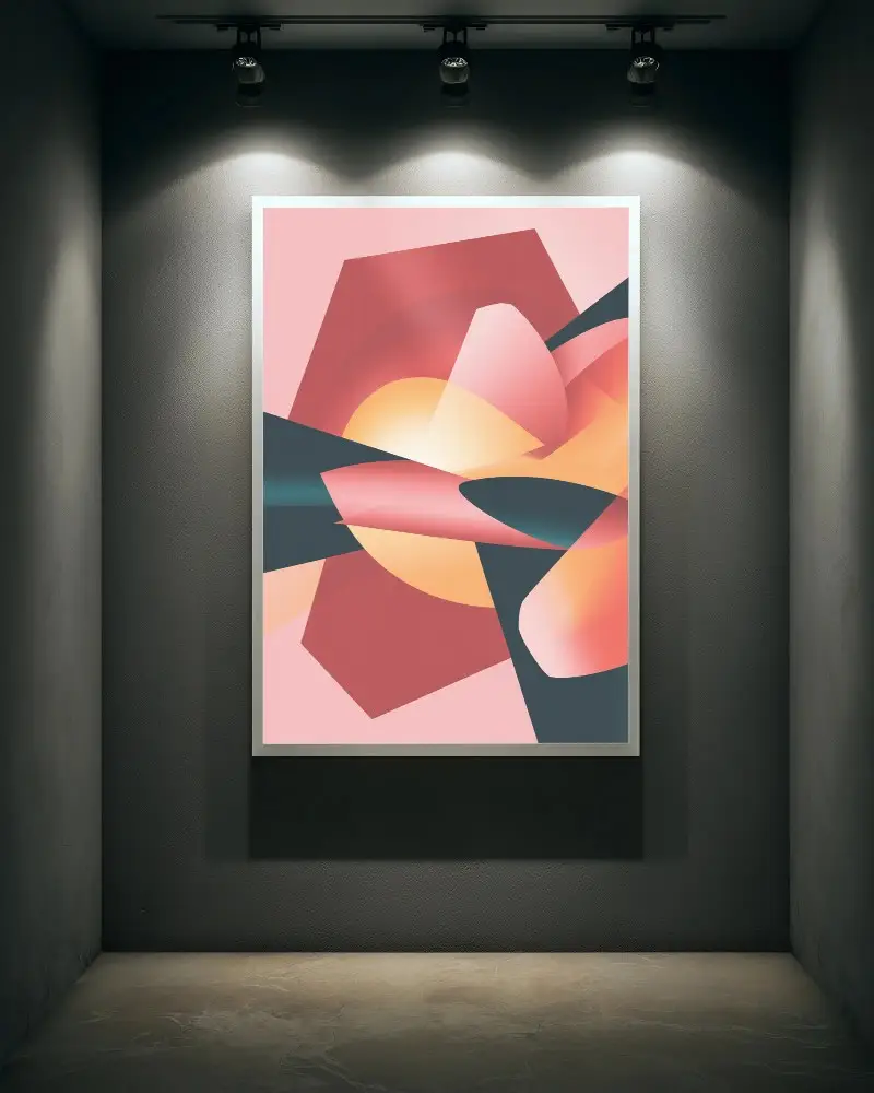 Modern Gallery Wall Frame Mockup With Spotlights Ideal For Art And Photography Display