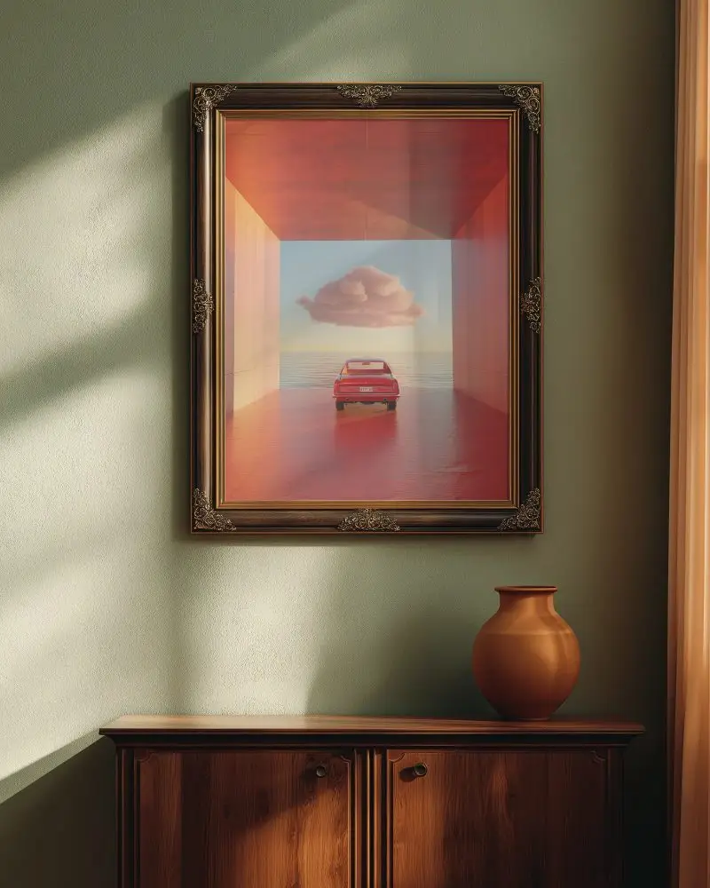 Elegant Vintage Style Wall Frame Mockup For Artwork Display With Natural Lighting Shadow Effect