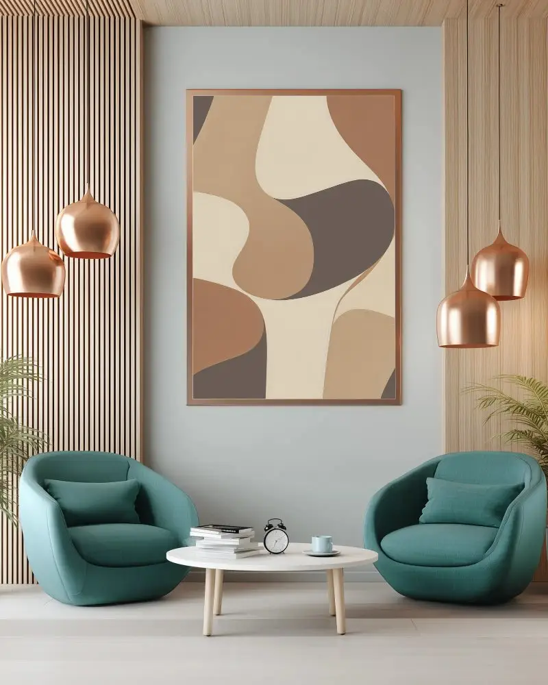 Modern Interior Living Room With Minimalist Frame Mockup And Comfortable Armchairs