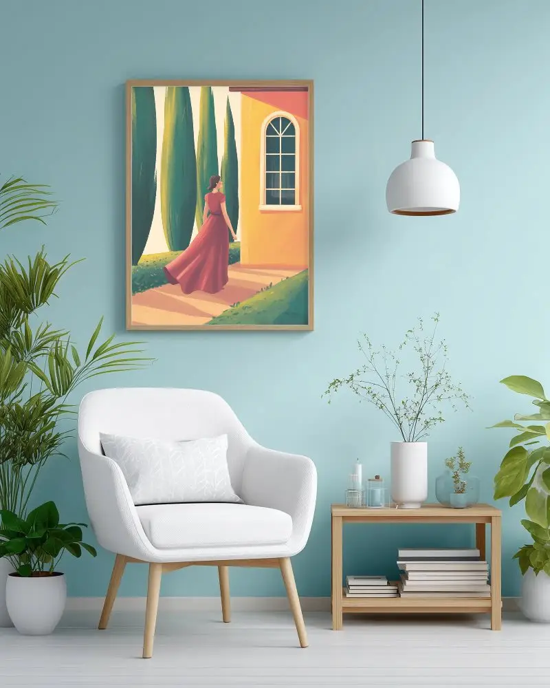 Minimalist Living Room Frame Mockup With Cozy Armchair And Greenery For Home Decor Ideas