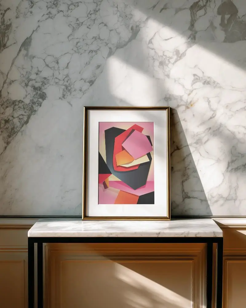 Elegant Modern Frame Mockup On Marble Table For Premium Artwork Display Presentation