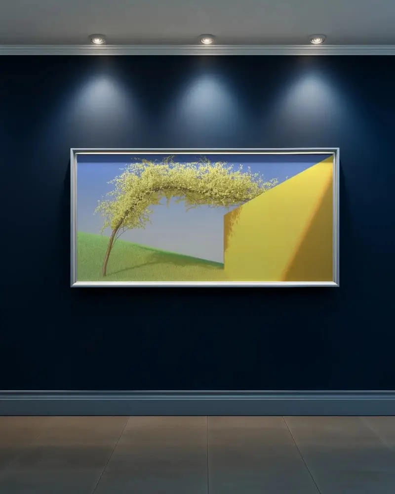 Modern Gallery Photo Frame Mockup Internal Wall Display Lighting