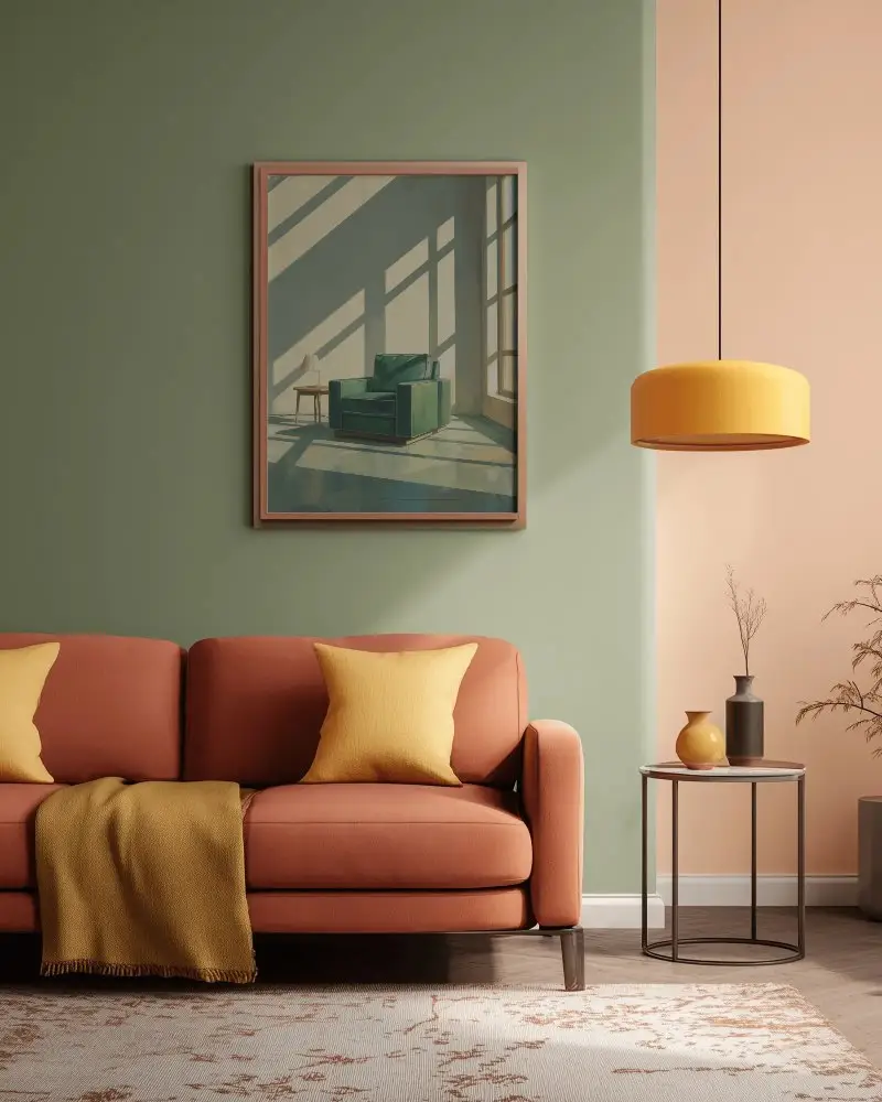 Premium Frame Mockup Above Sofa With Interior Decor Elements In Stylish Setting